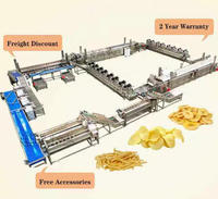 Volledig automatische friteuselijn voor het maken van diepvriesfrieten en aardappelchips, 500-2000 kg/uur, multifunctioneel, geschikt voor groenten, food grade.