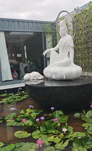 विशाल आउटडोर उद्यान सफेद संगमरमर की पत्थर ध्यान देने वाली बुद्ध प्रतिमा जल का फव्वारा आउटडोर - Product Image 5