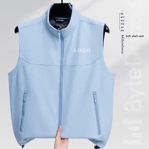 Vente en gros de veste de <span class=keywords><strong>gilet</strong></span> de travail <span class=keywords><strong>d</strong></span>'<span class=keywords><strong>hiver</strong></span> en plein air brodés sur mesure veste souple de couleur unie avec polaire <span class=keywords><strong>gilet</strong></span> pour hommes avec logo - Product Image 2