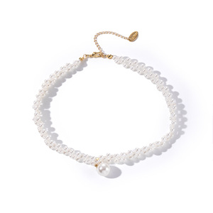 <strong>Necklace</strong> Gold Plated Imitation Pearl Double Strand Pendant <strong>Choker</strong> Hypoallergenic Wedding Bridal Party Gift For Her Wholesale - Product Image 3