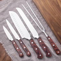 Ensemble de 5 couteaux de cuisine en acier inoxydable 3Cr13, lame combinée ambidextre, manche en bois coloré, couteau de chef professionnel