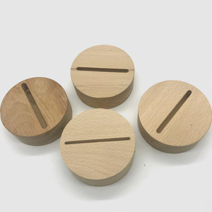 Base de lampe en bois d'hévéa, support de lampe de table rond en bois massif, support d'ampoule, accessoire d'éclairage - Product Image 3