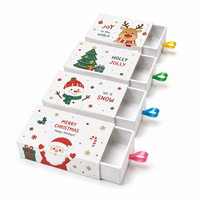 Boîte cadeau de Noël personnalisée avec tiroir, motif Père Noël, renne et bonhomme de neige, avec ruban, pour bonbons de Noël