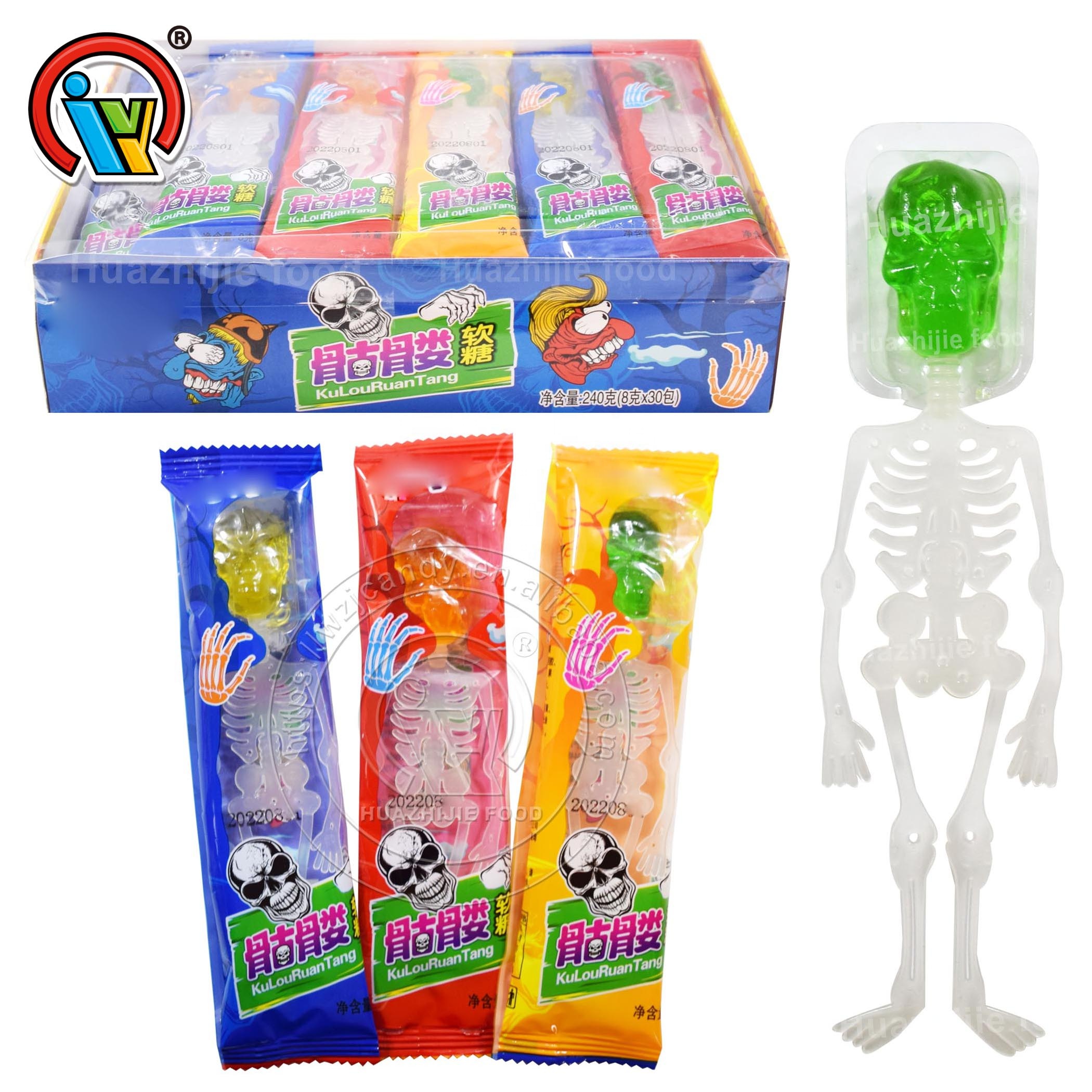 Оптовая продажа, индивидуальные смешанные гелевые мягкие конфеты в виде черепа с фруктовым вкусом, распродажа