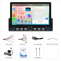 Layar Sentuh Mobil 7 Inch Single Din Model Piano Key Universal dengan Carplay, Bluetooth, Navigasi, dan Kamera Mundur