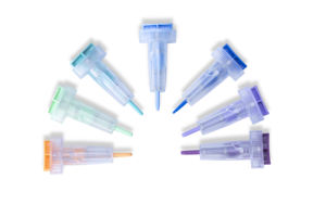 Botón pulsador médico estéril de fácil operación, seguridad activada, doble resorte, botón pulsador ajustable, <span class=keywords><strong>lanceta</strong></span> de seguridad activada - Product Image 3