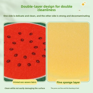 Afwasspons Keuken Gebruik Fruitprint Vlies Ronde Reinigingsdoek Dubbellaags Absorberend Ontsmettingsmiddel Schuursponsje - Product Image 4