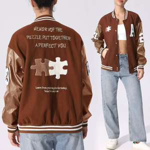 Trendy Design Fashion Apparel <b>Women</b> Canvas Varsity <b>Jacket</b> Slim Fit Casual Breathable Printed Modern Style Winter <b>Lightweight</b> - Product Image 2