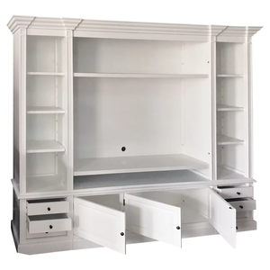 Set di Mobili Moderni in Legno Massello Bianco per <span class=keywords><strong>Soggiorno</strong></span>, Mobile TV <span class=keywords><strong>da</strong></span> 2,6M con <span class=keywords><strong>Libreria</strong></span> e Scala, Soluzione Completa per la Casa - Product Image 3