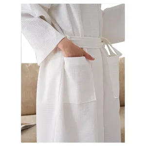 Embroidered Logo 100% Cotton Thick Bathrobes Double Lady Bathrobe Hotel White Terry Women Bath Robe