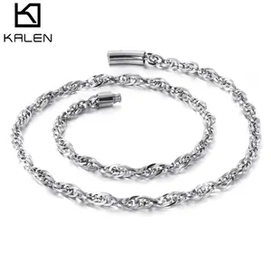 KALEN 316L เงิน Boutique Twisted โซ่สร้อยคอชาย