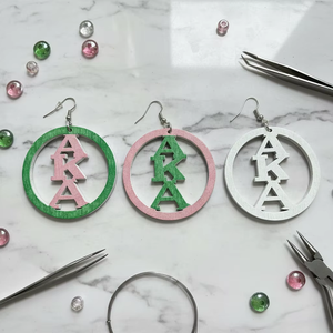 Boucles d'oreilles en <span class=keywords><strong>bois</strong></span> rose et vert, découpées <span class=keywords><strong>au</strong></span> laser, design créatif et simple, pour la vie de sororité, pour femme élégante, vente en gros - Product Image 2