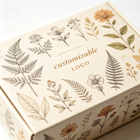Boîte rigide imprimée avec dessin de plantes rétro, marquage personnalisé à chaud en feuille d'or pour accessoires de jardin, petite boîte de rangement florale pour cadeaux