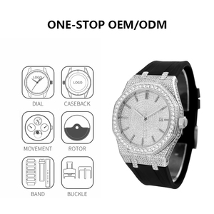 Reloj de Hip Hop con Diamantes y Bisel Cuadrado, Piezas de Reloj con Moissanita VVS, Correa Personalizada, Logotipo Iced Out, Relojes para Hombre Bust Down ODM - Product Image 3