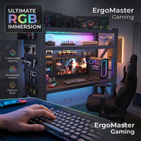 Bureau d'ordinateur E-Sports en métal avec étagère de rangement multi-niveaux réglable en hauteur du sol au plafond - Étagère de bureau DIY pour la maison