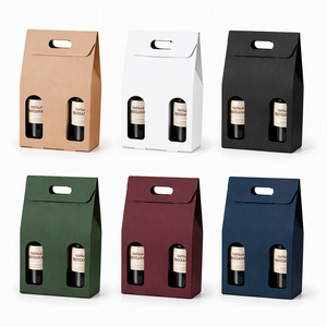 Wine Bottle Paper Carrier Bag Reinforced Base Rope Handle Single Double <b>Champagne</b> Liquor Gift Tote Carrier Winery Supplier - Product Image 5