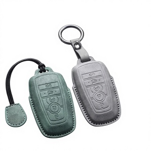 Housse de clé de voiture en cuir, 4 à 5 boutons, pour <span class=keywords><strong>Ford</strong></span> Fusion Mustang Edge Explorer <span class=keywords><strong>Focus</strong></span> F150-F550 Escape Lincoln Mondeo - Product Image 1