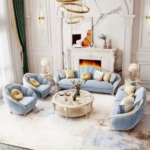 Divano componibile in legno di alta qualità di lusso europeo OEM Set divano di fascia alta divani in velluto nordico salotto per mobili da soggiorno