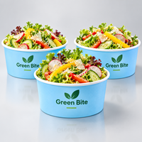 Bol à salade en papier kraft blanc avec couvercle pour la restauration, emballage alimentaire à emporter, conteneur en papier biodégradable de qualité alimentaire