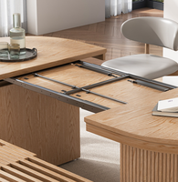 Table de salle à manger ovale extensible et réglable STG en bois massif naturel d'Amérique du Nord, 4 à 8 places, pour appartement, hôtel, maison