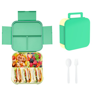 กล่องอาหารกลางวัน B157น่ารักสำหรับเด็ก1000มล. กล่องอาหารกลางวันพลาสติกไร้สาร BPA 2ช่องพร้อมอุปกรณ์กันรั่ว - Product Image 4