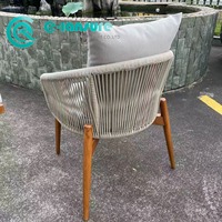 Vente en gros de mobilier de salle à manger d'extérieur Chaise de salle à manger avec base en bois de teck Chaise de jardin en corde tissée en aluminium tout temps pour hôtel restaurant