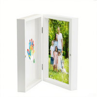 Marco de recuerdo con huellas de manos al por mayor, tipo libro con paneles acrílicos DIY, ranura para fotos, color personalizado
