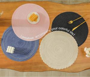 แผ่นรองจานสานผ้าฝ้ายทรงกลมขนาด 15 นิ้ว สำหรับคริสต์มาส งานแต่งงาน หรือใช้ในครัว คุณภาพดี หรูหรา ซักได้ ขายส่ง - Product Image 5