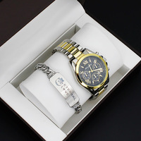 Ensemble de montres à quartz pour amoureux avec bracelet en acier inoxydable, coffret cadeau, montres de mode pour couples