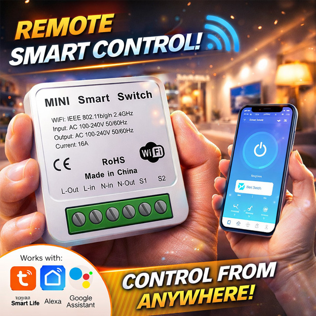 Mini WiFi/Zigbee/ Smart Switch 16A IP26 4-Way DIY Light Switches Wireless Control Smart Home with Tuya & Alexa