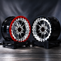 Jantes Beadlock Forgées 5x114.3 5x120 17x10 18x10 Rouge & Noir Finition Usinée Personnalisée en Alliage d'Aluminium pour Supra Mustang Corvette