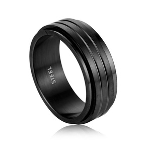 Fashion Stainless Steel Finger Matte <b>Black</b> <b>Ring</b> <b>Titanium</b> <b>Rings</b> for Men - Product Image 2