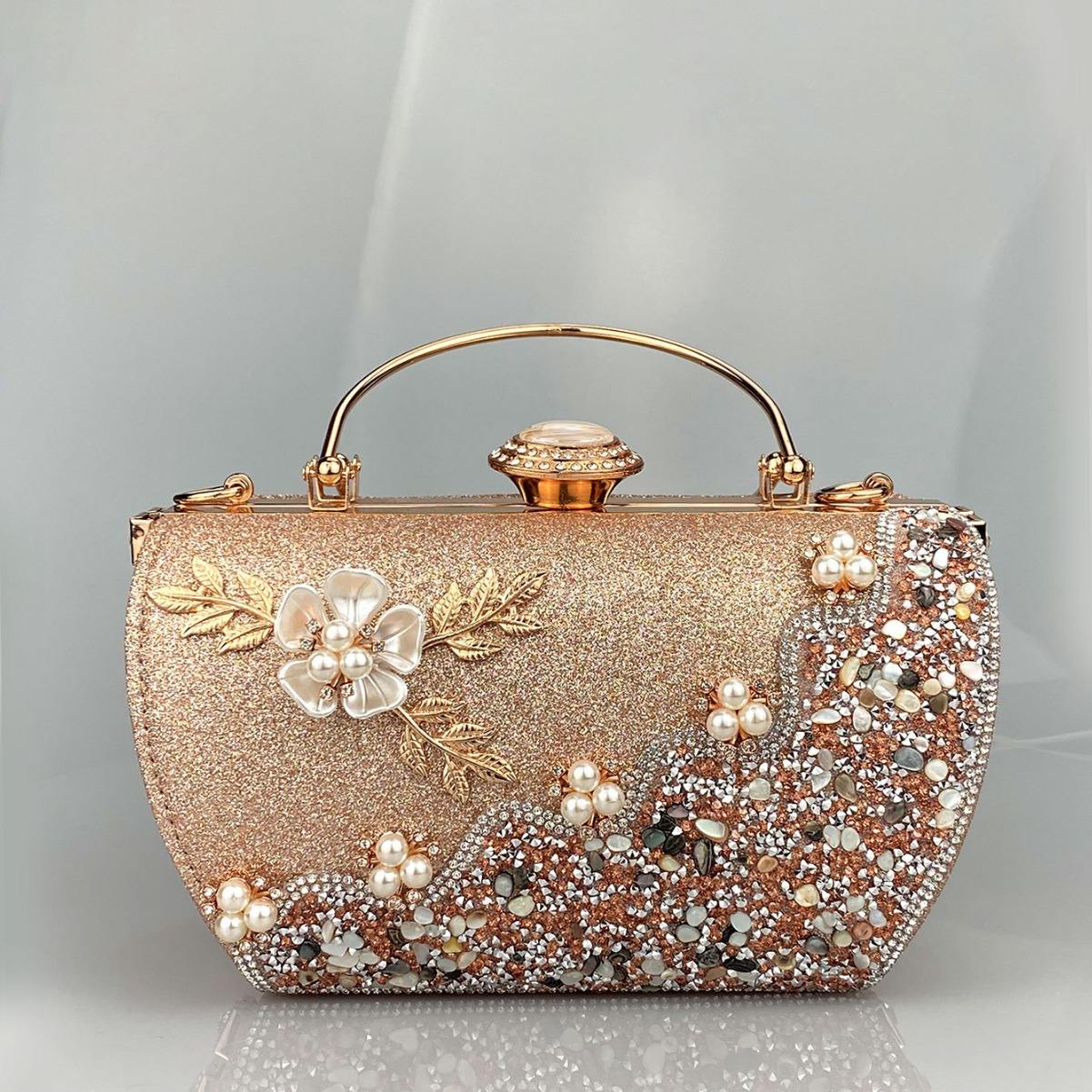 Wedding Gold Color Handbag New Arrival Woman's Silver Gold Floral