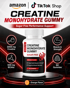 Gomitas de Creatina Monohidrato Sin Azúcar, 4000mg de Creatina, 1000mg de BCAA, Sabor Naranja, 60 Unidades, Disponibles en Almacén de EE. UU. - Product Image 1