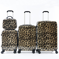 Ensemble de valises à roulettes de voyage personnalisées 14\" 20\" 24\" 28\" Luxe Imprimé léopard graphique PC Oxford Polyester