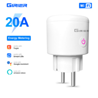 Enchufe Inteligente GIRIER Compatible con Alexa, Google Home, Hey Google, Material Ignífugo, 20A AC100-240V, Tuya WiFi, Enchufe Europeo con Medidor de Energía