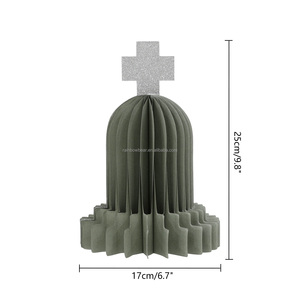 Ensemble <span class=keywords><strong>de</strong></span> décorations d'Halloween en papier nid d'abeille 3D, ornements en papier citrouille, <span class=keywords><strong>pierre</strong></span> <span class=keywords><strong>tombale</strong></span>, bougie, en vrac, écologiques, réutilisables, pour intérieur/extérieur - Product Image 5