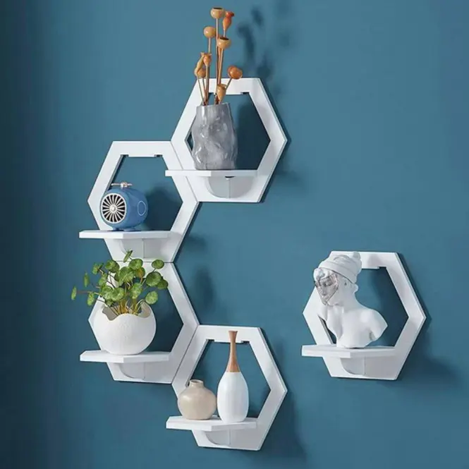 Suporte de parede hexágono para decoração, cabide para fundo de tv para quarto e cama