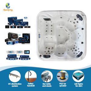 Baignoire carrée autoportante en acrylique moderne, <span class=keywords><strong>jacuzzi</strong></span> intelligent <span class=keywords><strong>Balboa</strong></span> pour 6 personnes, spa extérieur, <span class=keywords><strong>jacuzzi</strong></span> en acrylique avec 67 jets - Product Image 2