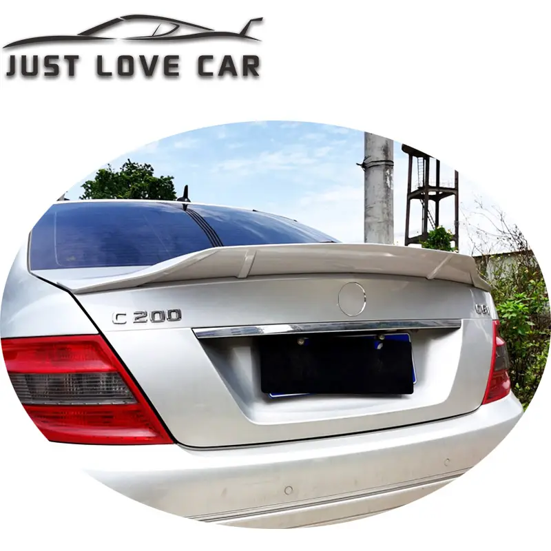 JUSTLOVECAR R نمط المفسد ل 2007 2009 مرسيدس بنز الفئة C W204 ABS سيارة الخلفية غطاء صندوق السيارة المفسد الجناح الشفاه 2010 2011 2012 2014