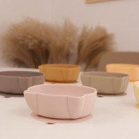 Bol en Silicone avec couvercle, logo personnalisé, Base à forte aspiration, une pièce en forme d'ours, bols d'alimentation pour bébé