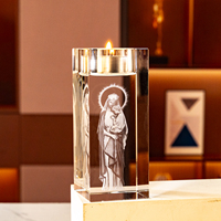 Vente en gros d'usine, porte-bougie en cristal gravé au laser 3D, décoration de table, porte-bougie en verre massif, porte-bougie chauffe-plat, cadeau religieux