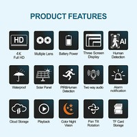 Caméra de sécurité 4G étanche IP66 9MP 12MP en promotion, 3 objectifs, 3 écrans, solaire, Wi-Fi, zoom 10X, suivi mobile, détection humanoïde, TF