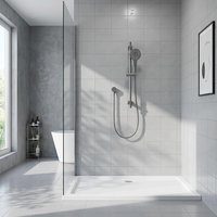 Tige de levage réglable murale noire avec douchette à main à 2 fonctions en laiton mitigeur chaud et froid corps ensemble de douche de salle de bain