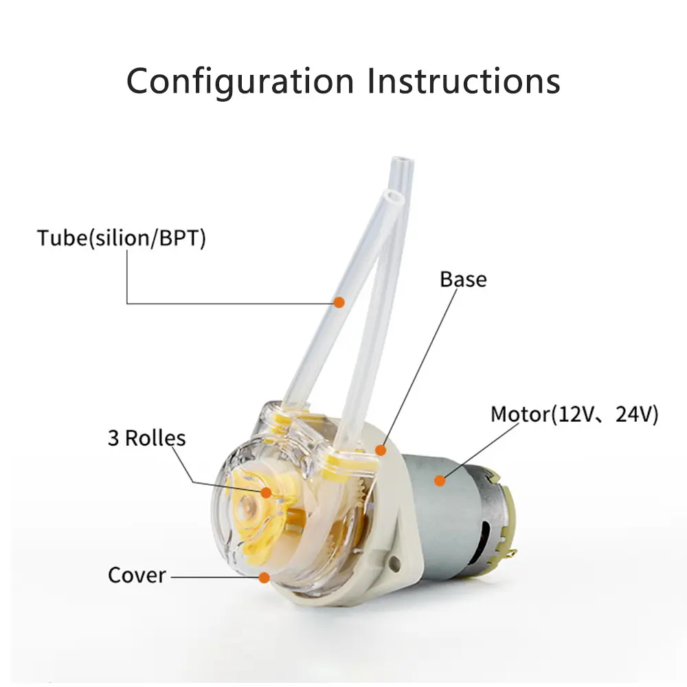JIHPUMP DC 12V 24V וולט קטן מיני מיקרו עבור מזון כיתה רפואי דבש סבון מים נוזלי מינון משאבות מחיר OEM peristaltic משאבת