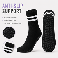 Chaussettes de yoga antidérapantes pour femmes, chaussettes courtes en coton avec grip en silicone pour Pilates, danse, fitness, exercice