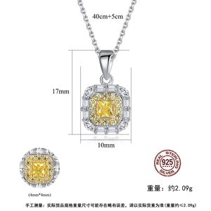 Collar personalizable de plata de ley S925 con circonita cuadrada amarilla, un regalo romántico para mujeres, joyería personalizada - Product Image 5
