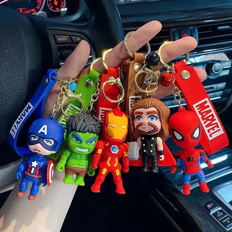 Cartoon Figure Custom Iron Man Captain America The Hulk Spider-Man Thor 3D Key Chain The Avengers Series Keychain