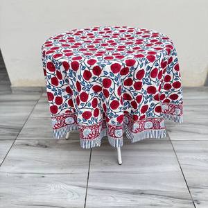 Indian Manufacture 100% Natural Cotton Hand Block Printed Durable <b>Round</b> <b>Tablecloth</b> Floral Design Customized Decor Dining - Product Image 6