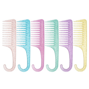 <b>Wide</b> Tooth <b>Comb</b> Ps Material Large Size For Travel Hair Styling With Sparkle Design - Product Image 3